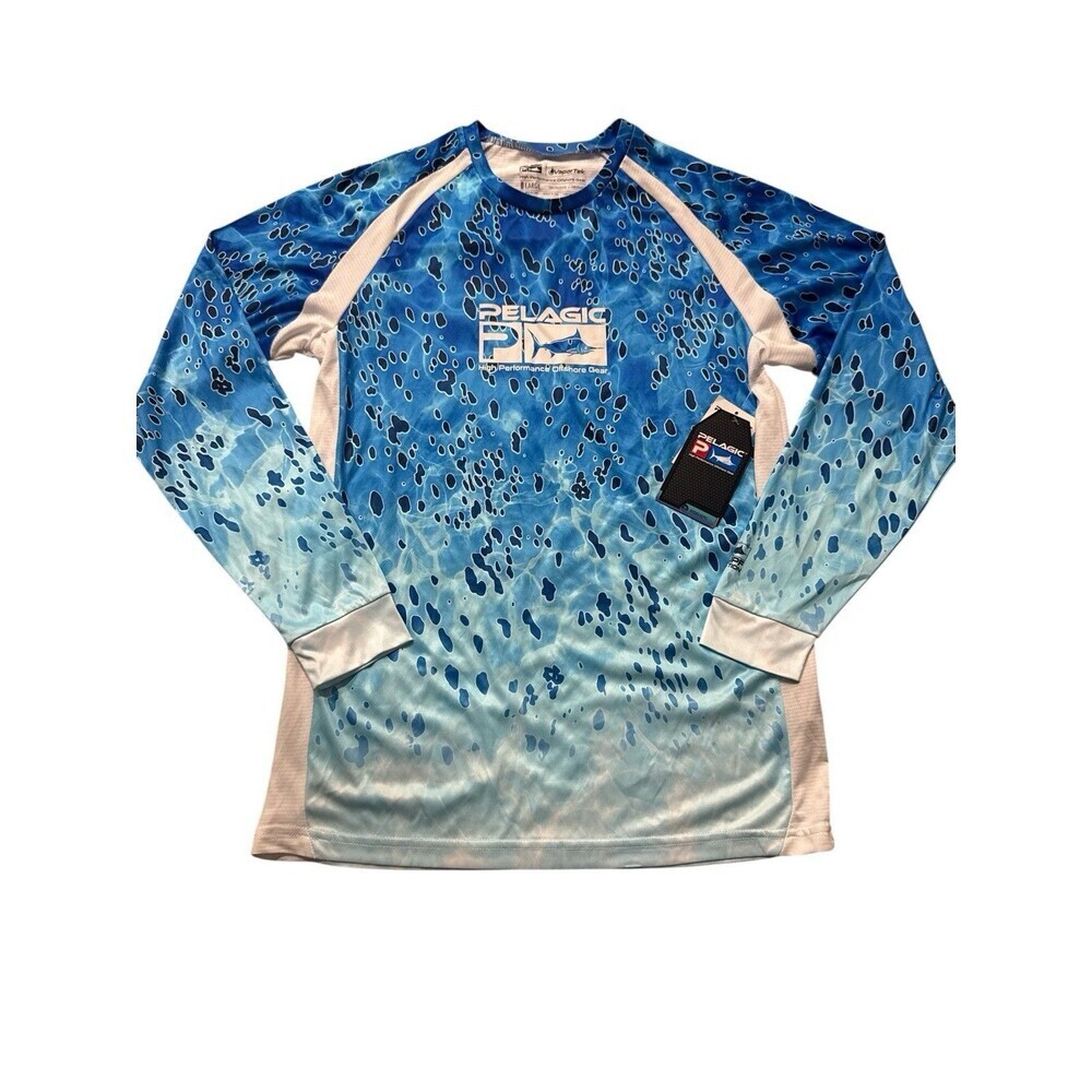 Pelagic VaporTek Blue Fishing Performance Shirt Youth Large Offshore Gear NWT - Picture 2 of 7